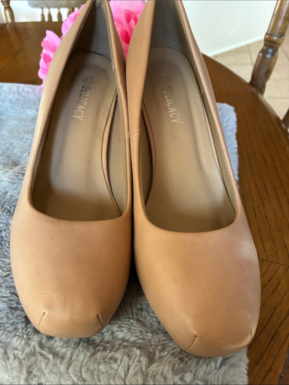 Delicacy Nude Tan Leather Round-Toe Pumps